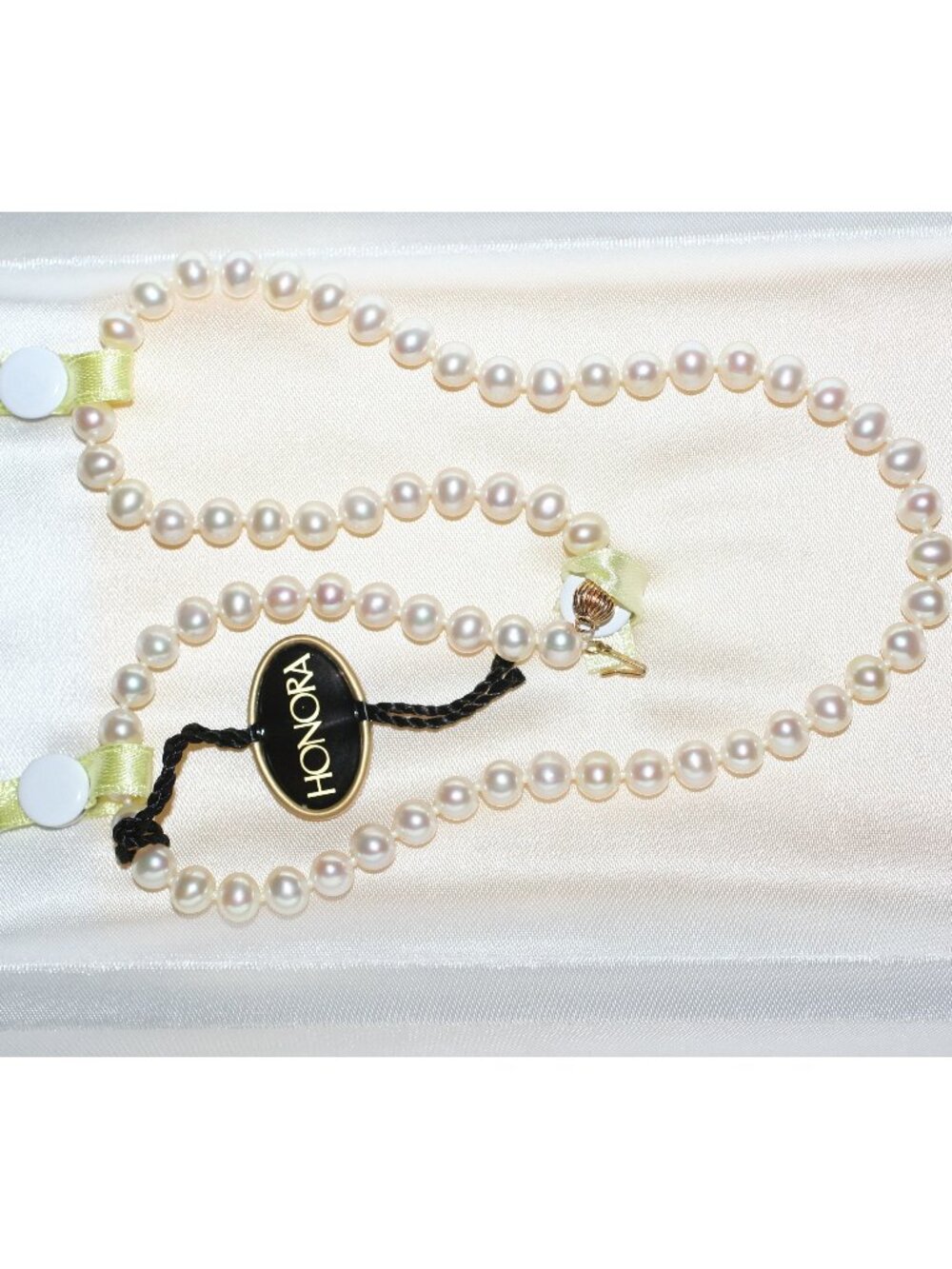 Honora White Ringed Freshwater Cultured Pearl 19" / 14K Necklace NIB